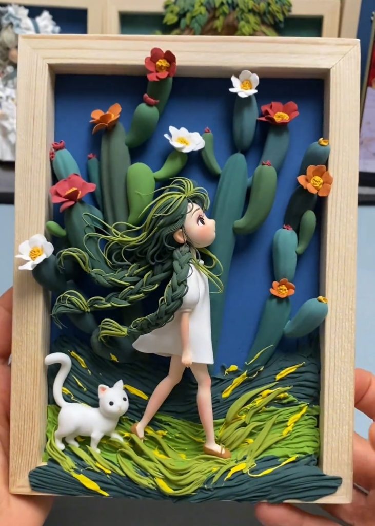 Handmade clay art ornament, unique handmade decor and nice gift