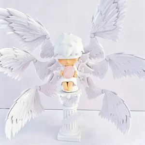OOAK Custom Repainted Hirono Six-Wing Seraph Angel | Handmade Modified Pop Mart Hirono Art Toy, Romantic Gift for Birthday, Valentine, Qixi & Anniversary