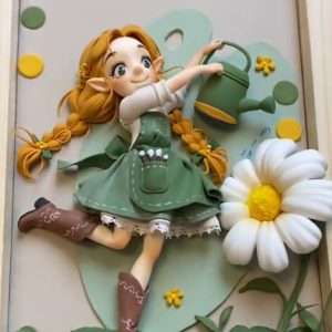 2——Full Step-by-Step Air Dry Clay Tutorial for Garden Elf 3D Wooden Frame | Hand Sculpting Guide for Beginners