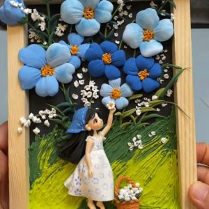 2-Air Dry Clay Forget-Me-Not Flower Frame DIY Tutorial