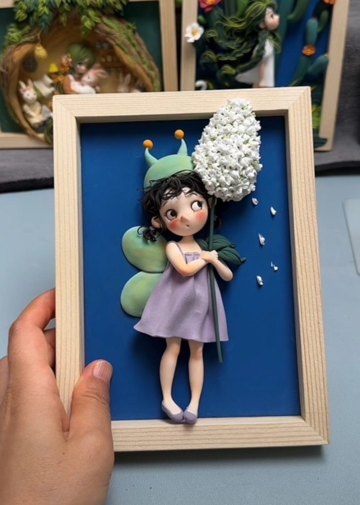 Handmade clay art ornament, unique handmade decor and nice gift